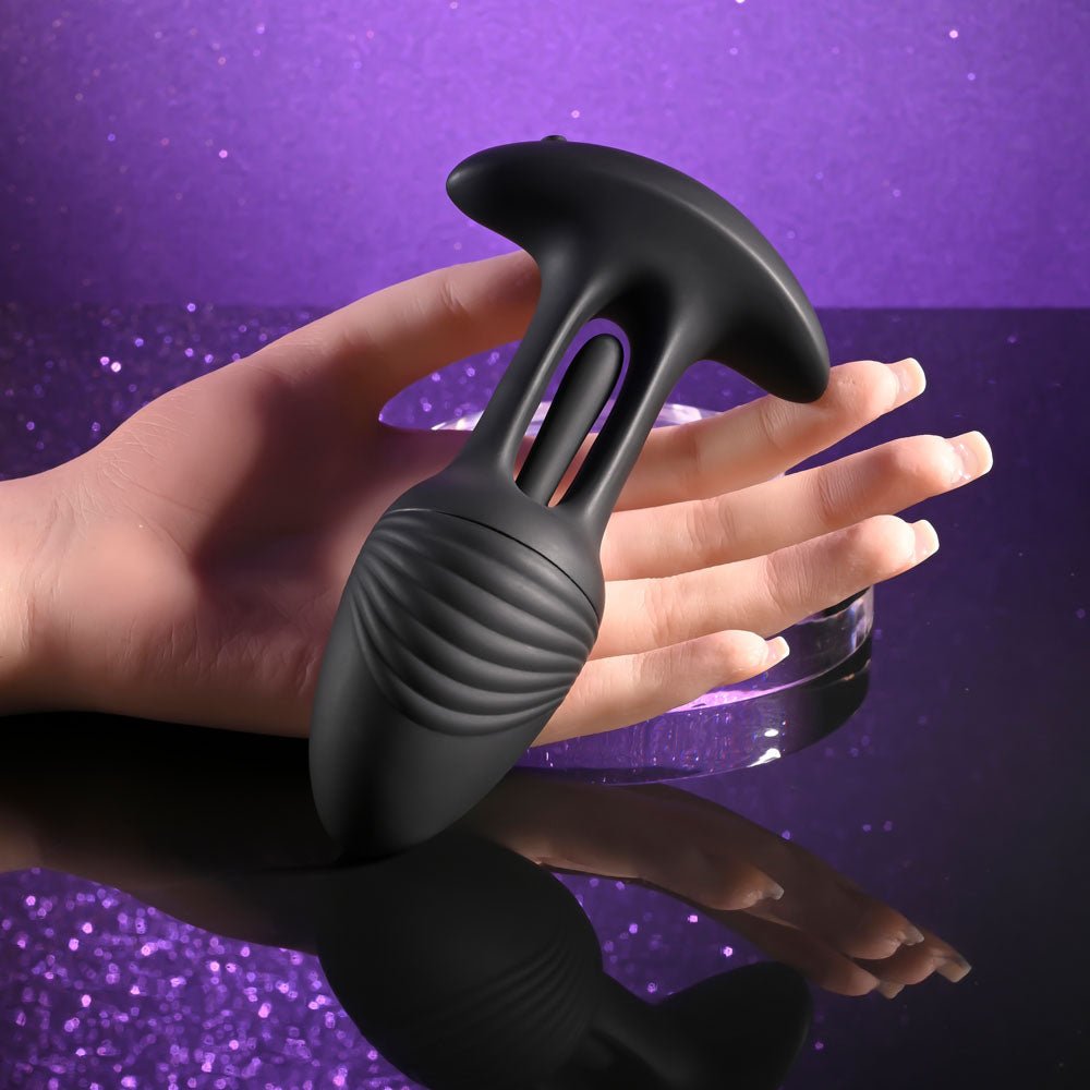 Playboy Pleasure RIM SHOT - Black 11.4 cm USB Rechargeable Vibrating Butt Plug - silkandsin