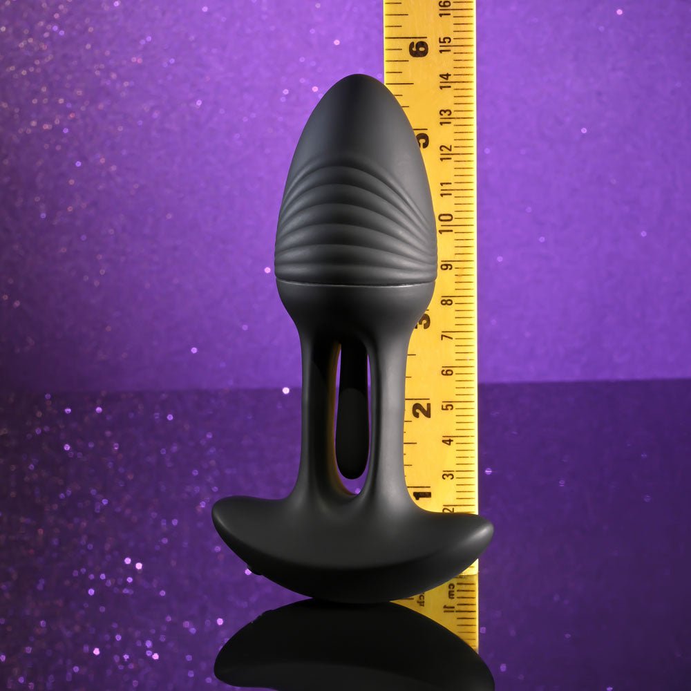 Playboy Pleasure RIM SHOT - Black 11.4 cm USB Rechargeable Vibrating Butt Plug - silkandsin