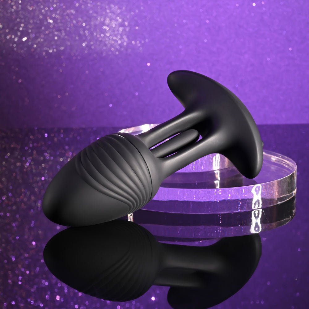 Playboy Pleasure RIM SHOT - Black 11.4 cm USB Rechargeable Vibrating Butt Plug - silkandsin