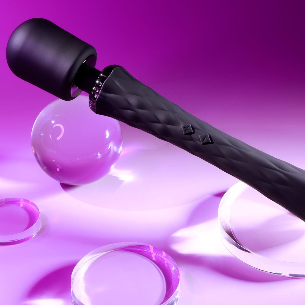 Playboy Pleasure ROYAL - Black 29.2 cm USB Rechargeable Massage Wand - silkandsin