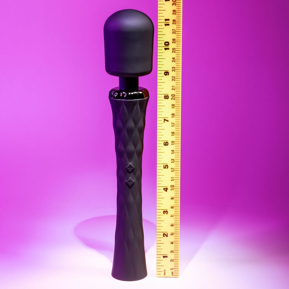 Playboy Pleasure ROYAL - Black 29.2 cm USB Rechargeable Massage Wand - silkandsin