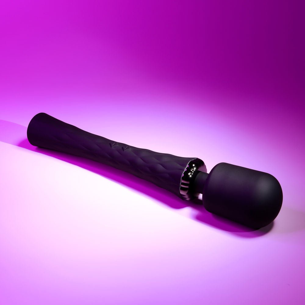 Playboy Pleasure ROYAL - Black 29.2 cm USB Rechargeable Massage Wand - silkandsin