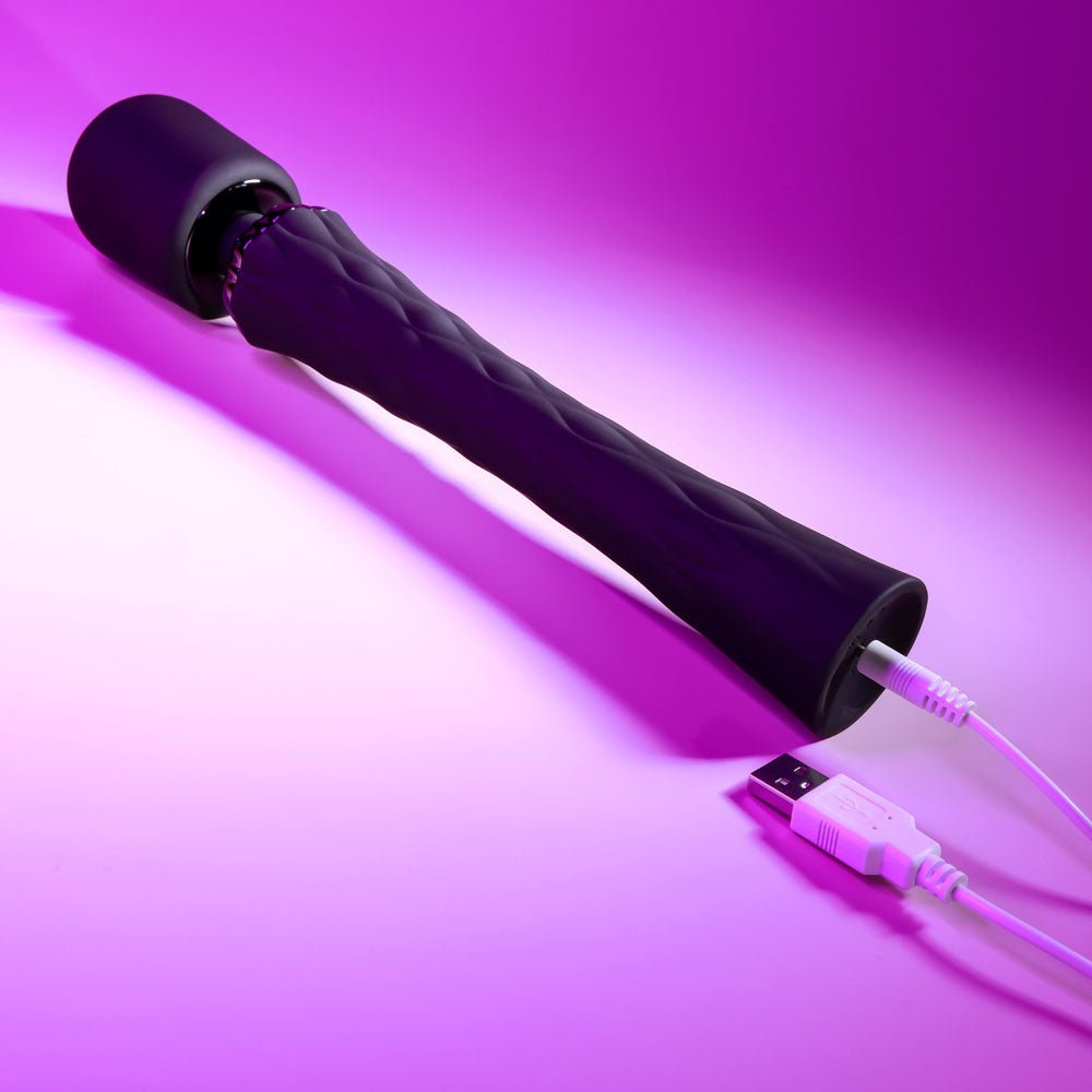 Playboy Pleasure ROYAL - Black 29.2 cm USB Rechargeable Massage Wand - silkandsin