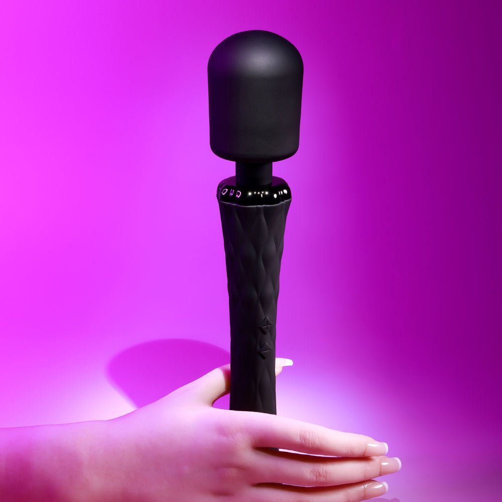 Playboy Pleasure ROYAL - Black 29.2 cm USB Rechargeable Massage Wand - silkandsin