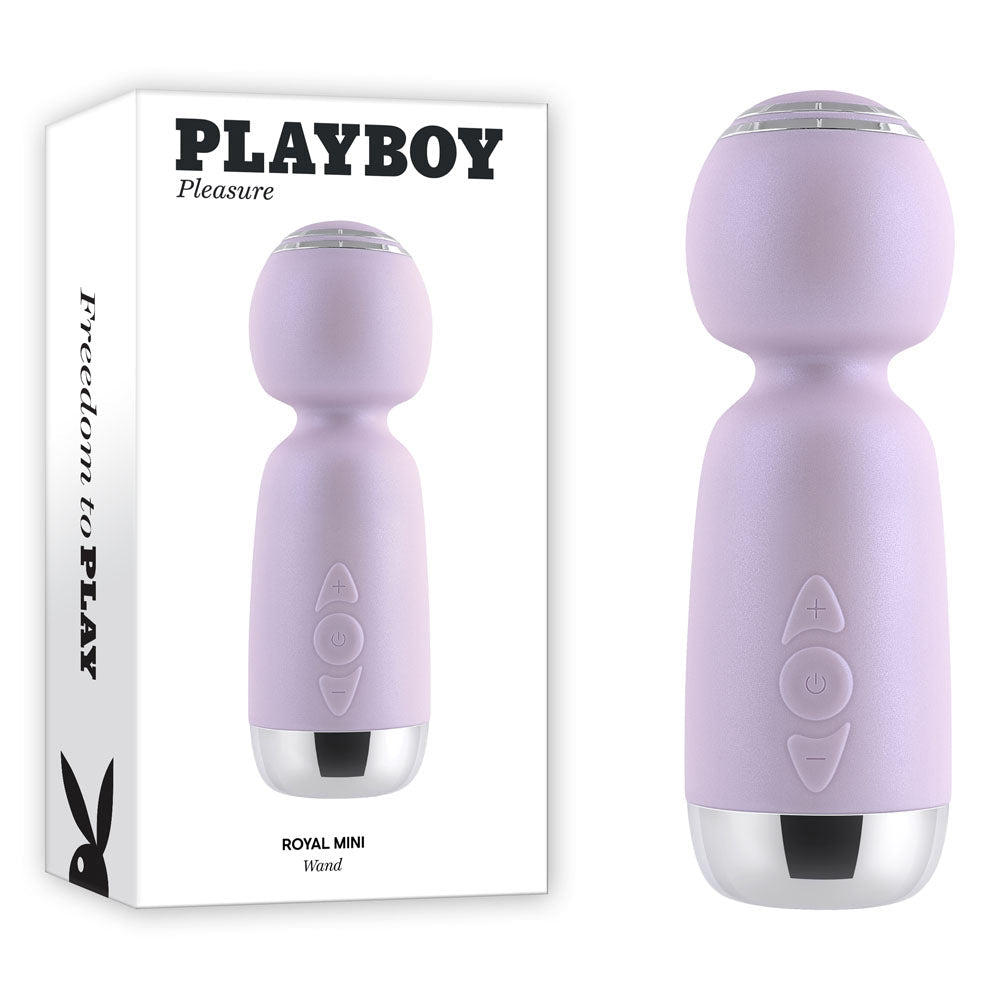 Playboy Pleasure ROYAL MINI - Lilac 12.5 cm USB Rechargeable Mini Wand Vibrator - silkandsin