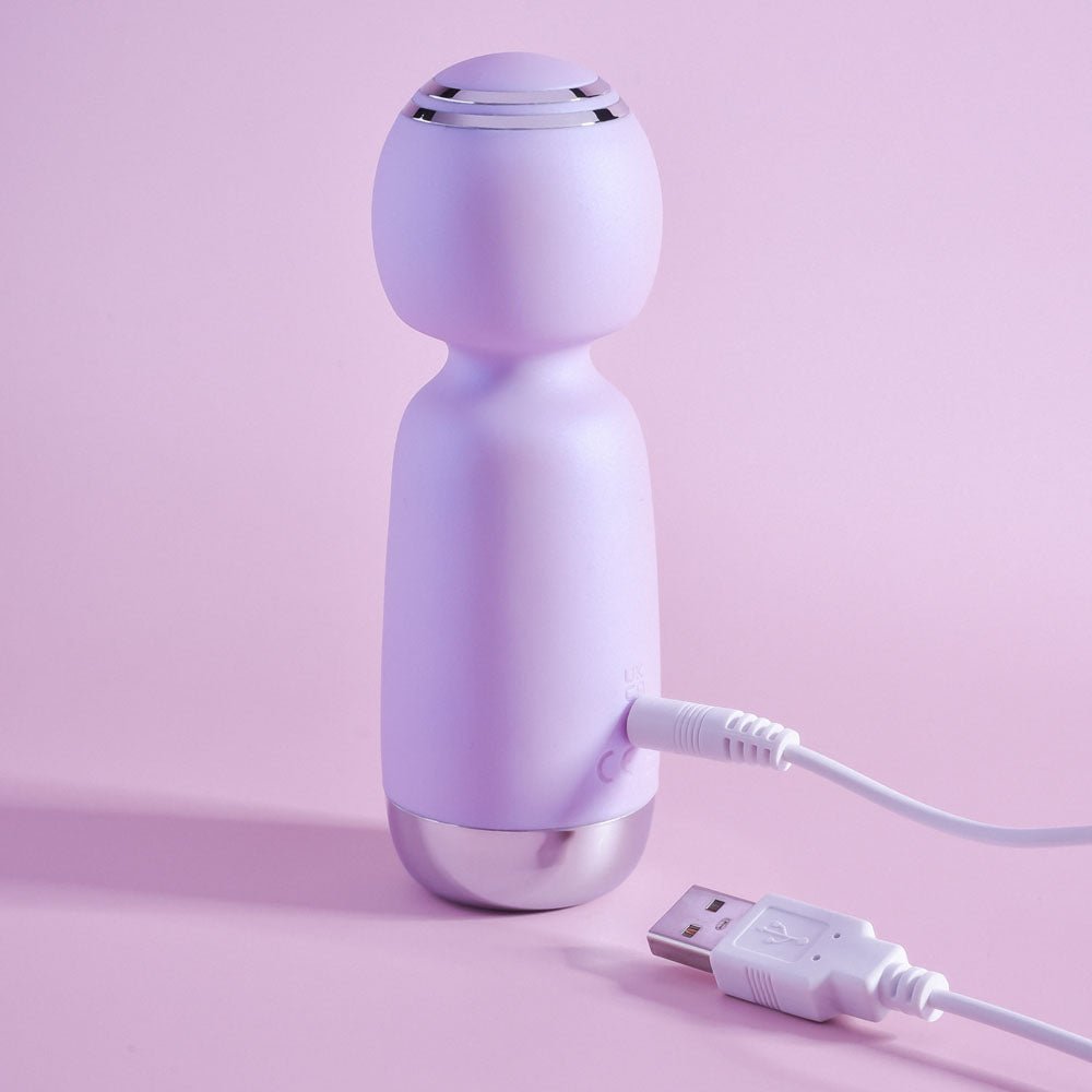 Playboy Pleasure ROYAL MINI - Lilac 12.5 cm USB Rechargeable Mini Wand Vibrator - silkandsin