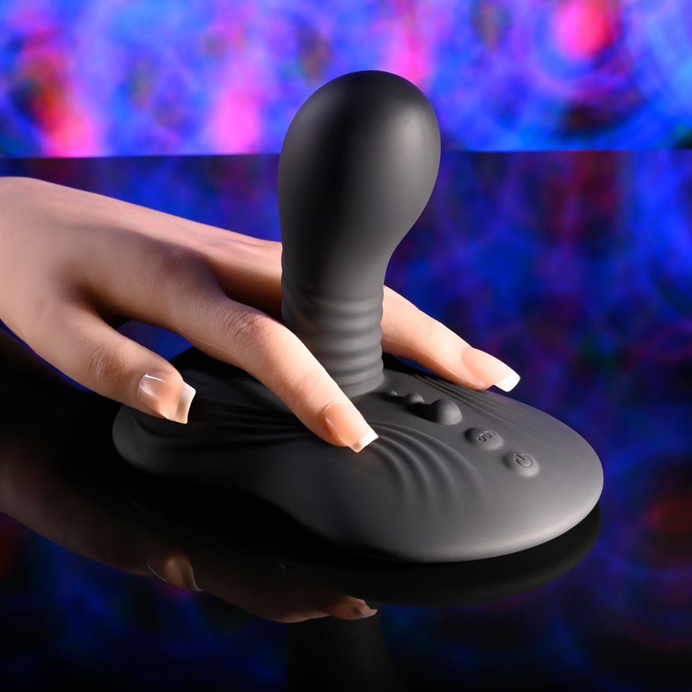 Playboy Pleasure SITTIN & SPINNIN - Black USB Rechargeable Spinning Vibrator & Grinder Pad with Remote - silkandsin