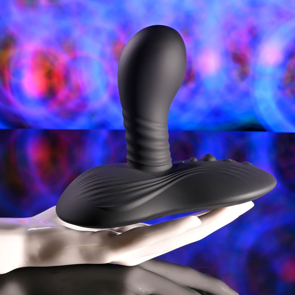Playboy Pleasure SITTIN & SPINNIN - Black USB Rechargeable Spinning Vibrator & Grinder Pad with Remote - silkandsin