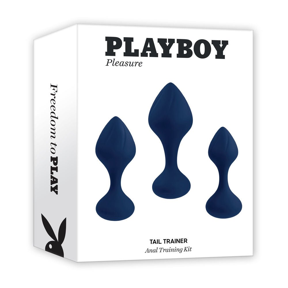 Playboy Pleasure TAIL TRAINER - Black Butt Plugs - Set of 3 Sizes - silkandsin