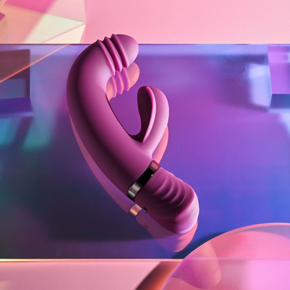 Playboy Pleasure TAP THAT - Purple 16.5 cm USB Rechargebale Rabbit Vibrator - silkandsin
