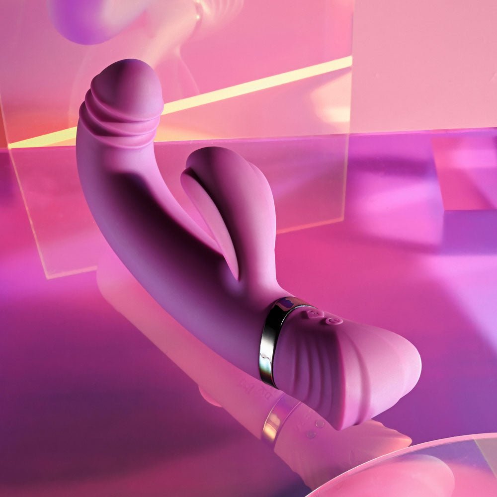 Playboy Pleasure TAP THAT - Purple 16.5 cm USB Rechargebale Rabbit Vibrator - silkandsin