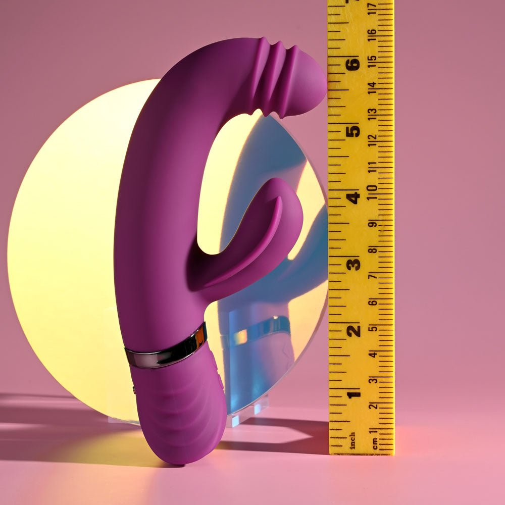 Playboy Pleasure TAP THAT - Purple 16.5 cm USB Rechargebale Rabbit Vibrator - silkandsin