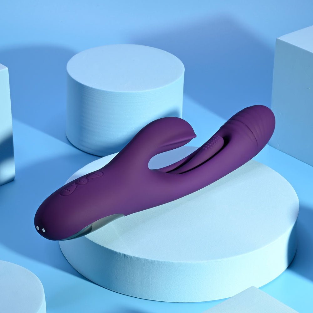 Playboy Pleasure THE THRILL - Purple 24.4 cm USB Rechargeable Rabbit Vibrator - silkandsin