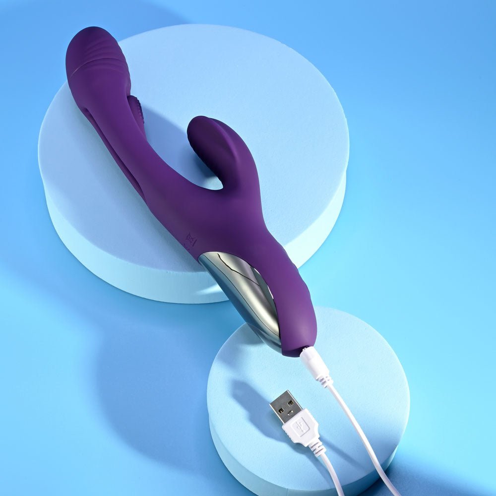 Playboy Pleasure THE THRILL - Purple 24.4 cm USB Rechargeable Rabbit Vibrator - silkandsin