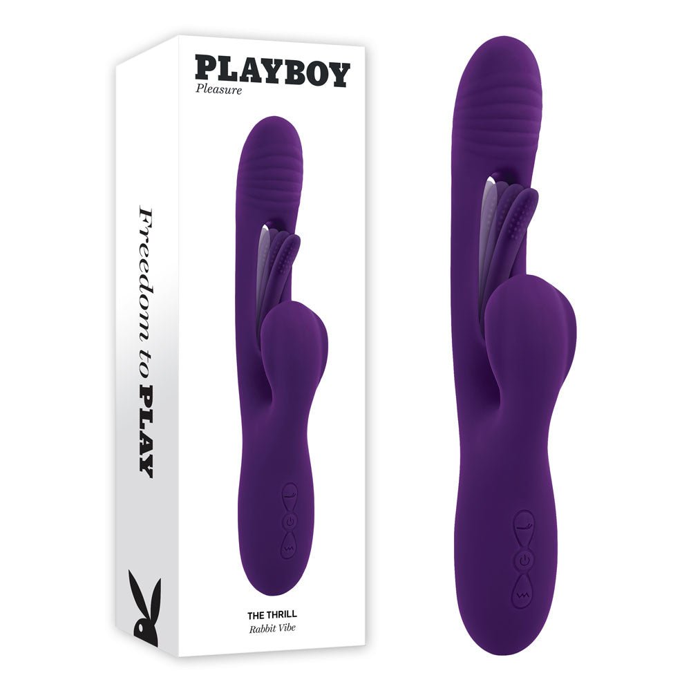 Playboy Pleasure THE THRILL - Purple 24.4 cm USB Rechargeable Rabbit Vibrator - silkandsin