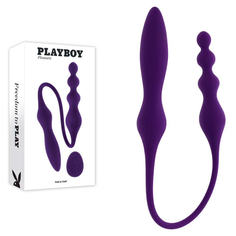 Playboy Pleasure THIS & THAT - Purple 60 cm USB Rechargeable Flexible Dual Ended Vibrator - silkandsin