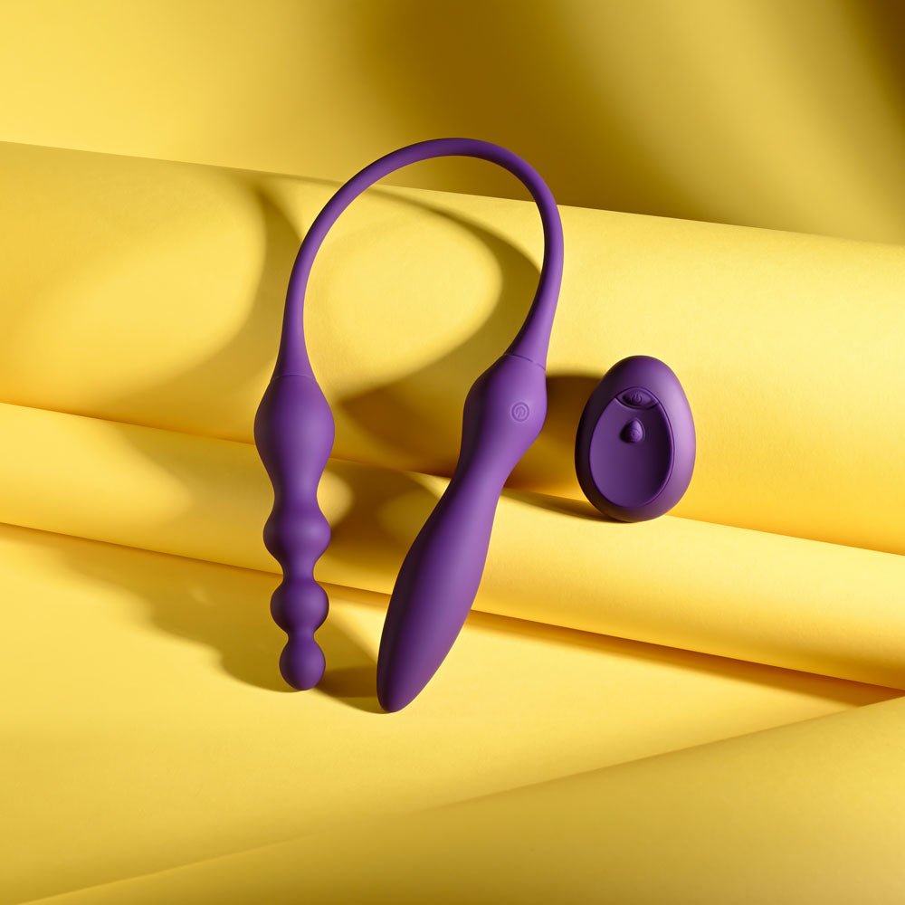 Playboy Pleasure THIS & THAT - Purple 60 cm USB Rechargeable Flexible Dual Ended Vibrator - silkandsin