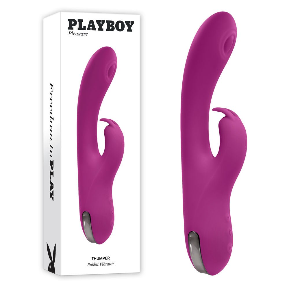 Playboy Pleasure THUMPER - Purple 21.9 cm USB Rechargeable Rabbit Vibrator - silkandsin