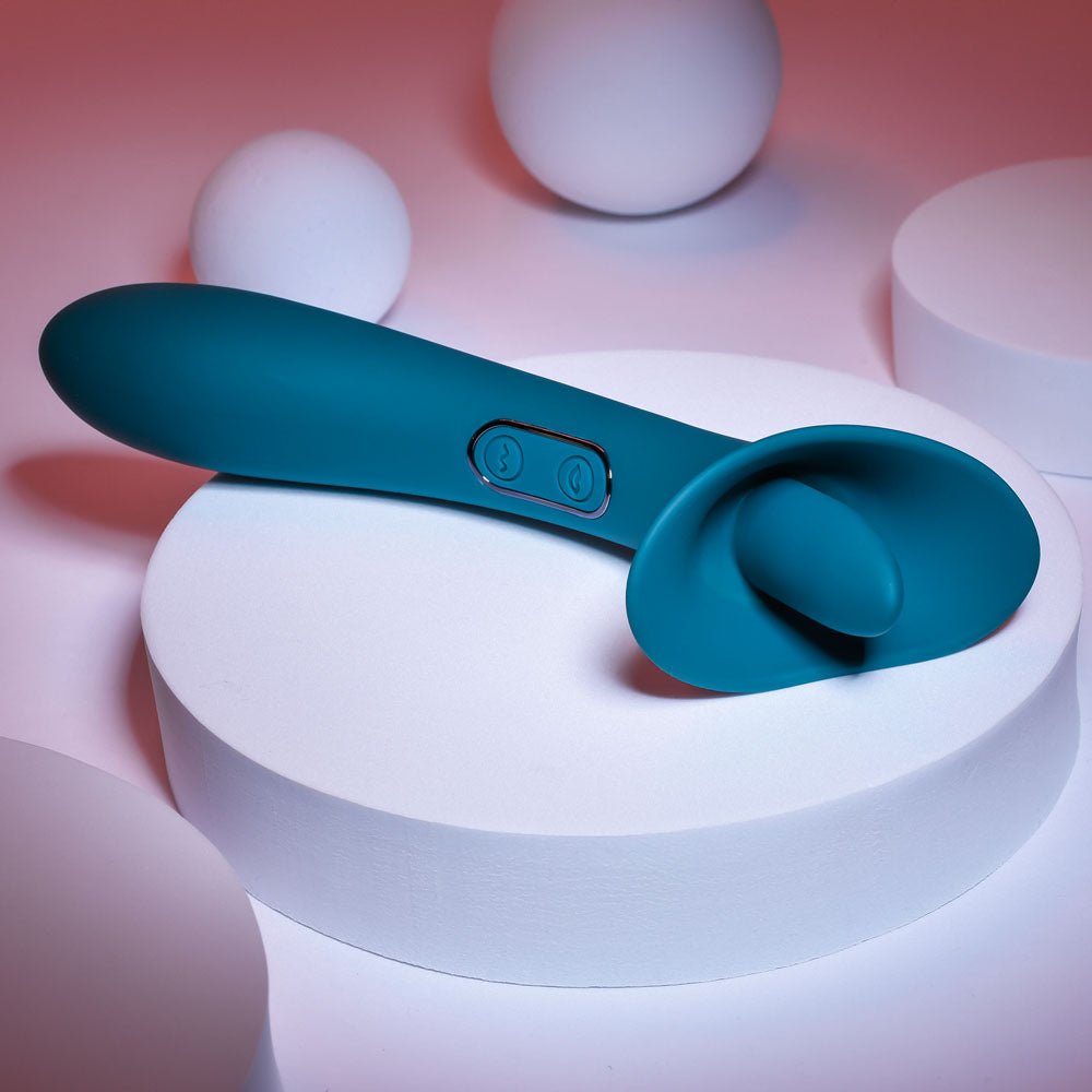 Playboy Pleasure TRUE INDULGENCE - Teal 21.3 cm USB Rechargeable Vibrator with Flicking Tip - silkandsin
