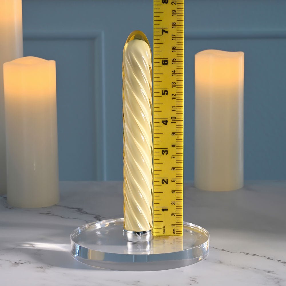Playboy Pleasure TWIST OF FATE - Yellow Glass 17.5 cm USB Rechargeable Vibrator - silkandsin