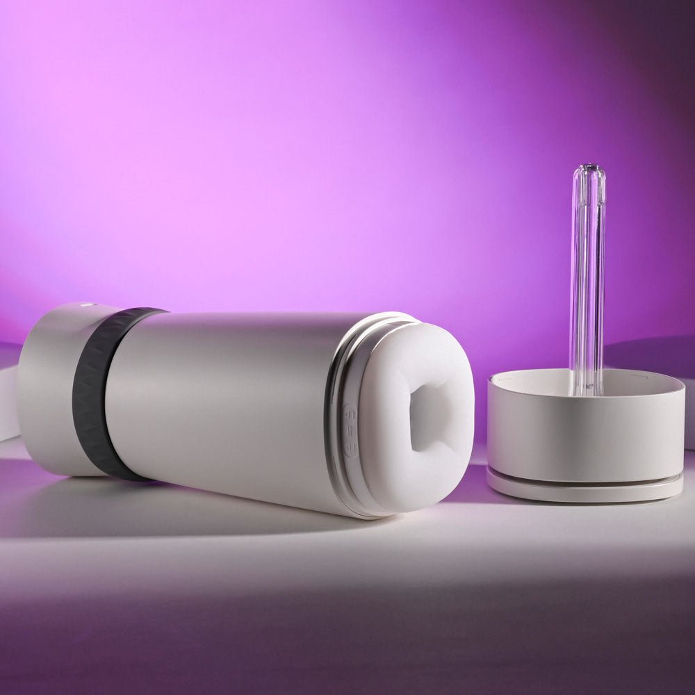 Playboy Pleasure TWIST & STROKE - White USB Rechargeable Heating Stroker with UV Cleaning - silkandsin