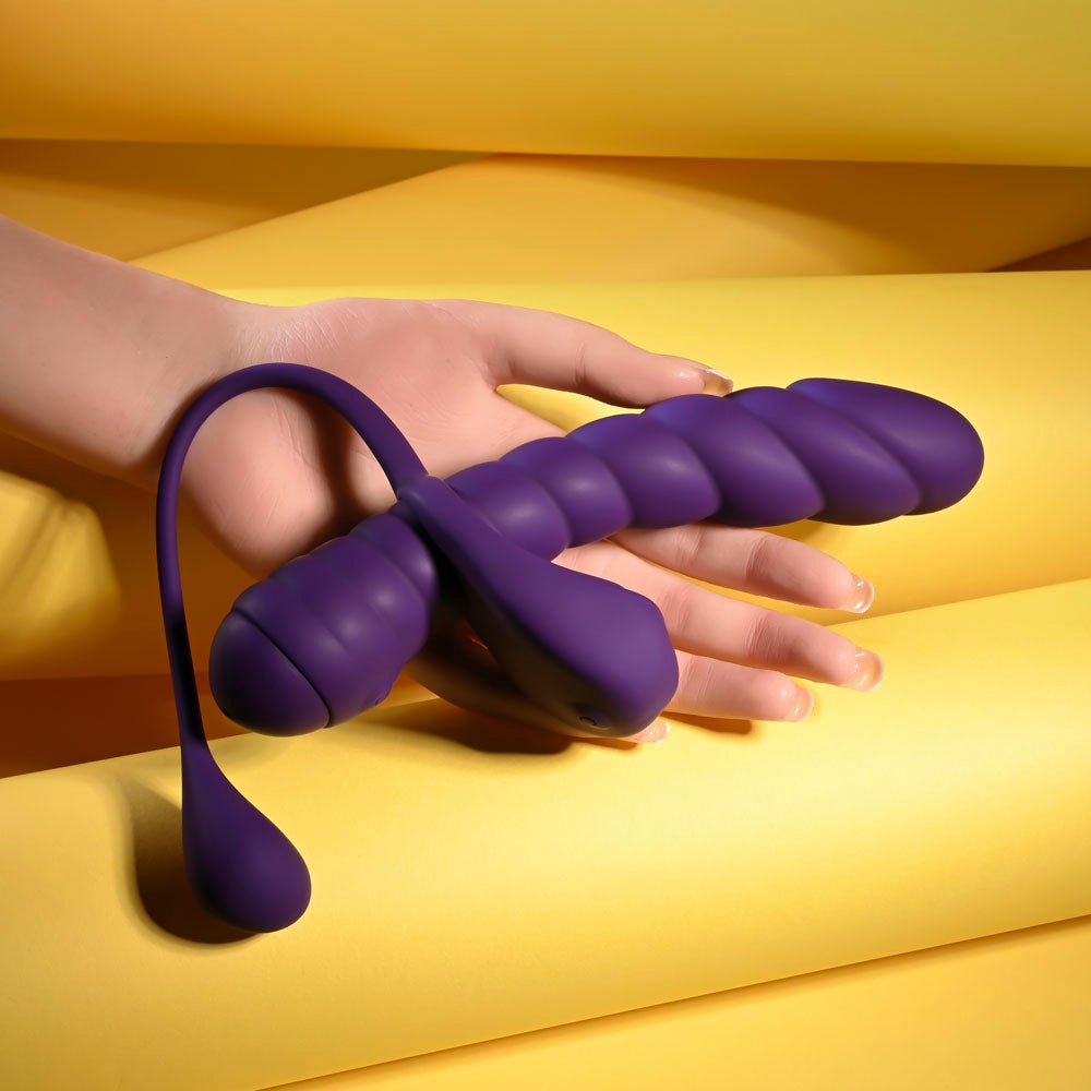 Playboy Pleasure TWISTED PLAYGROUND - Purple USB Rechargeable Vibrator and Cock Ring Kit - silkandsin