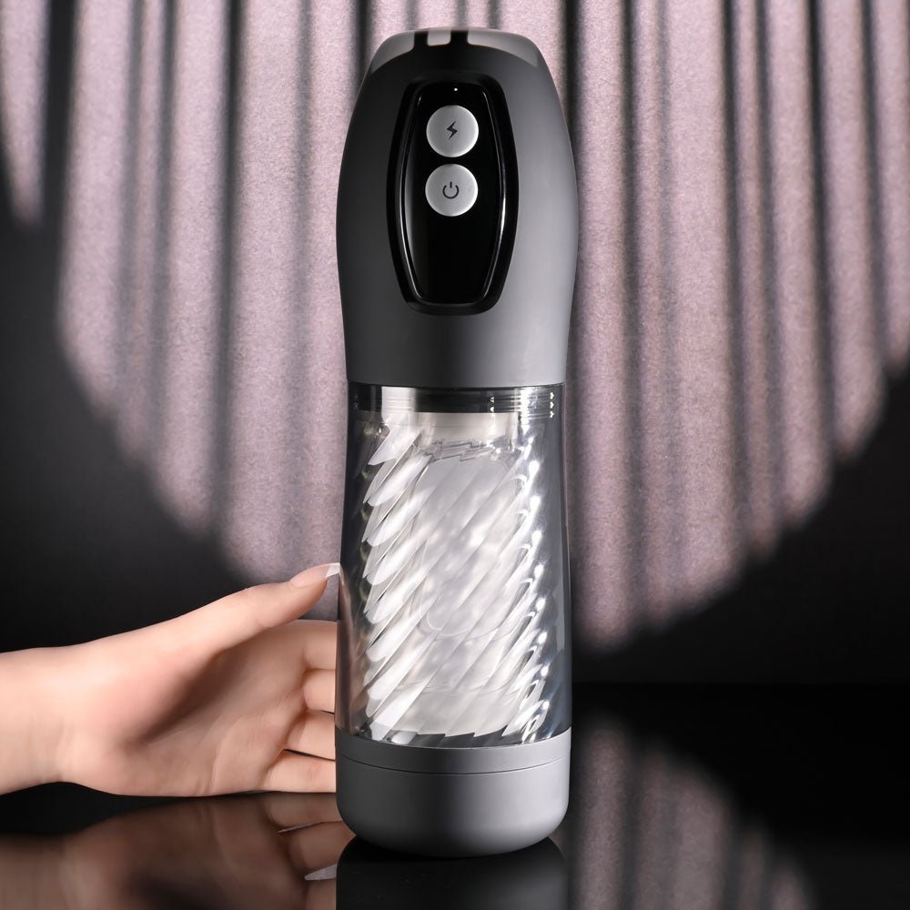 Playboy Pleasure WHIRLWIND - Clear USB Rechargeable Thrusting and Spinning Auto Stroker - silkandsin