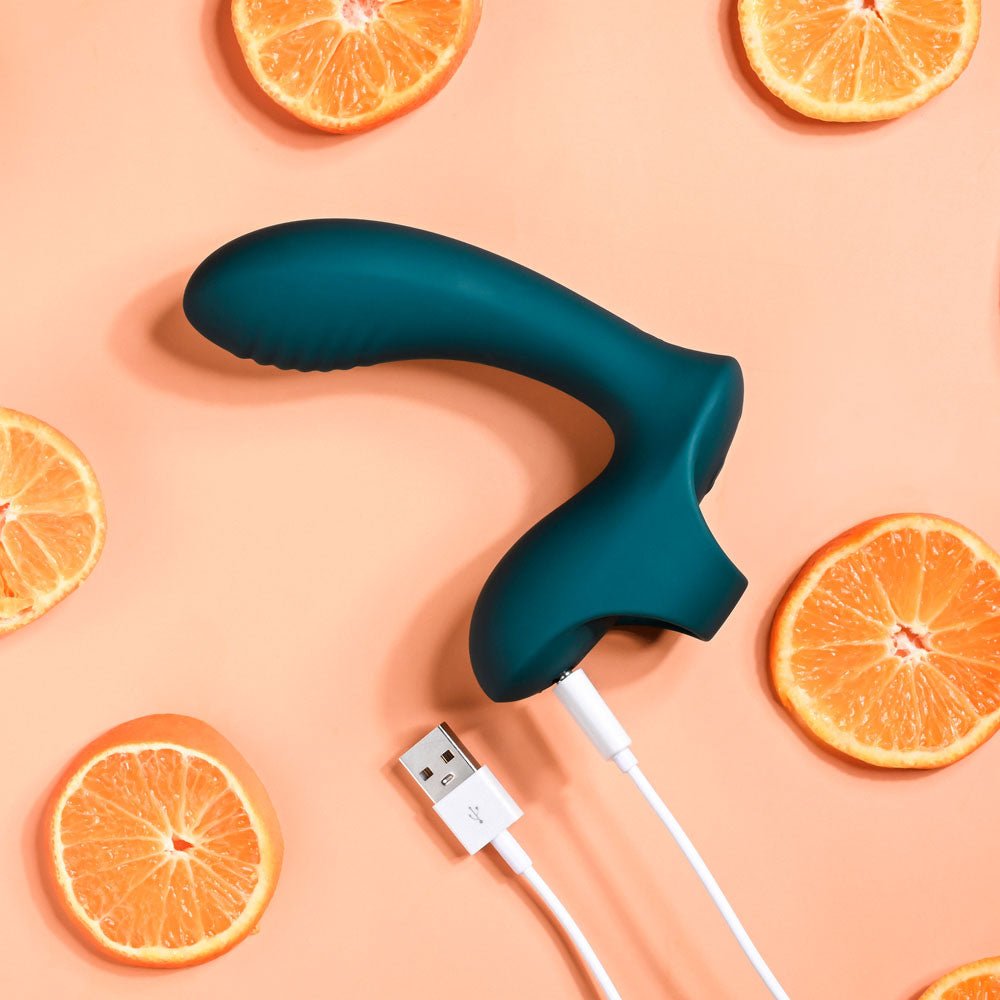 Playboy Pleasure WRAPPED AROUND YOUR FINGER - Green USB Rechargeable Finger Stimulator - silkandsin