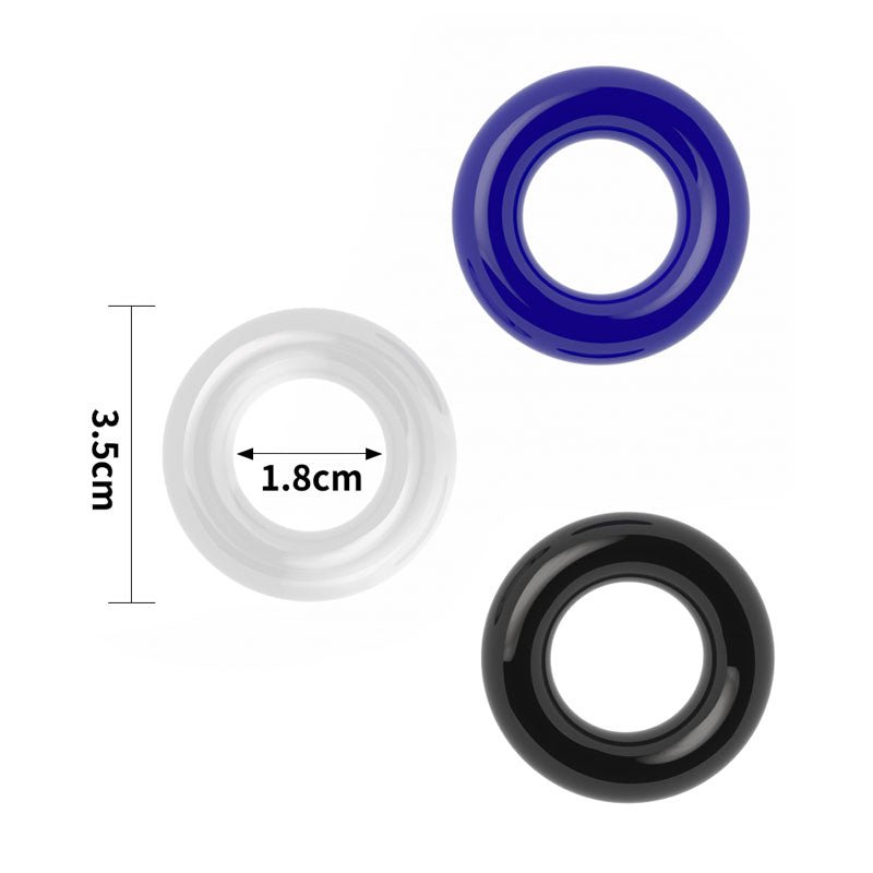 Power Plus Triple Donut Ring Set - Coloured Cock Rings - Set of 3 - Silk and Sin