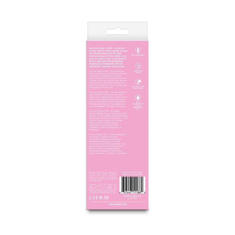 Pretty in Pink Lace - Pink - Pink 18.7 cm USB Rechargeable Vibrator - Silk and Sin