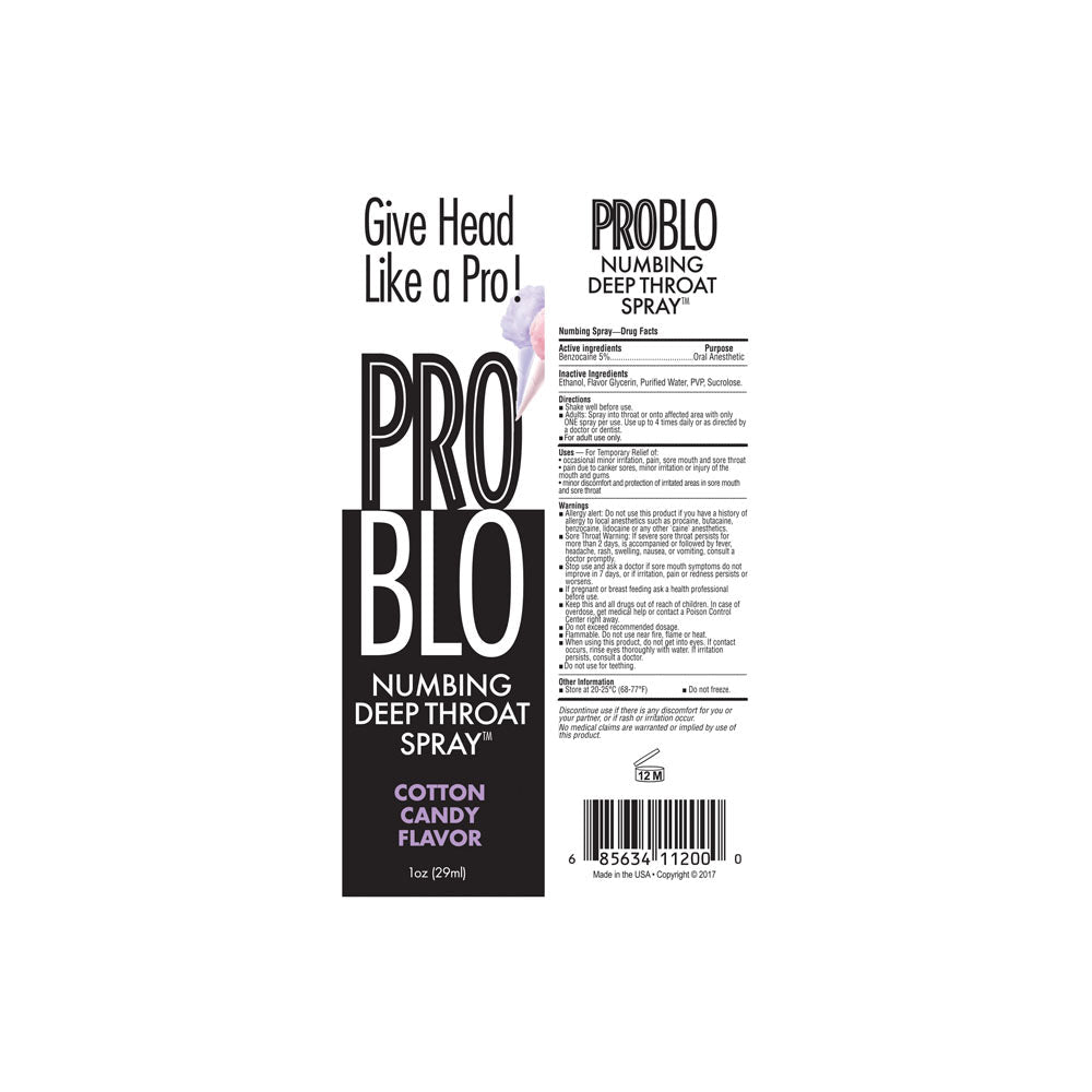 ProBlo Deep Throat Spray - Cotton Candy - Cotton Candy Flavoured Deep Throat Spray - 30 ml - silkandsin