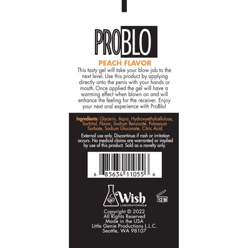 ProBlo Oral Pleasure Gel - Peach Flavoured Blowjob Gel - 29 ml Tube - Silk and Sin