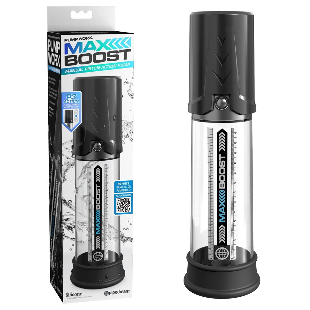 Pump Worx Max Boost - Black - Black Penis Pump - silkandsin