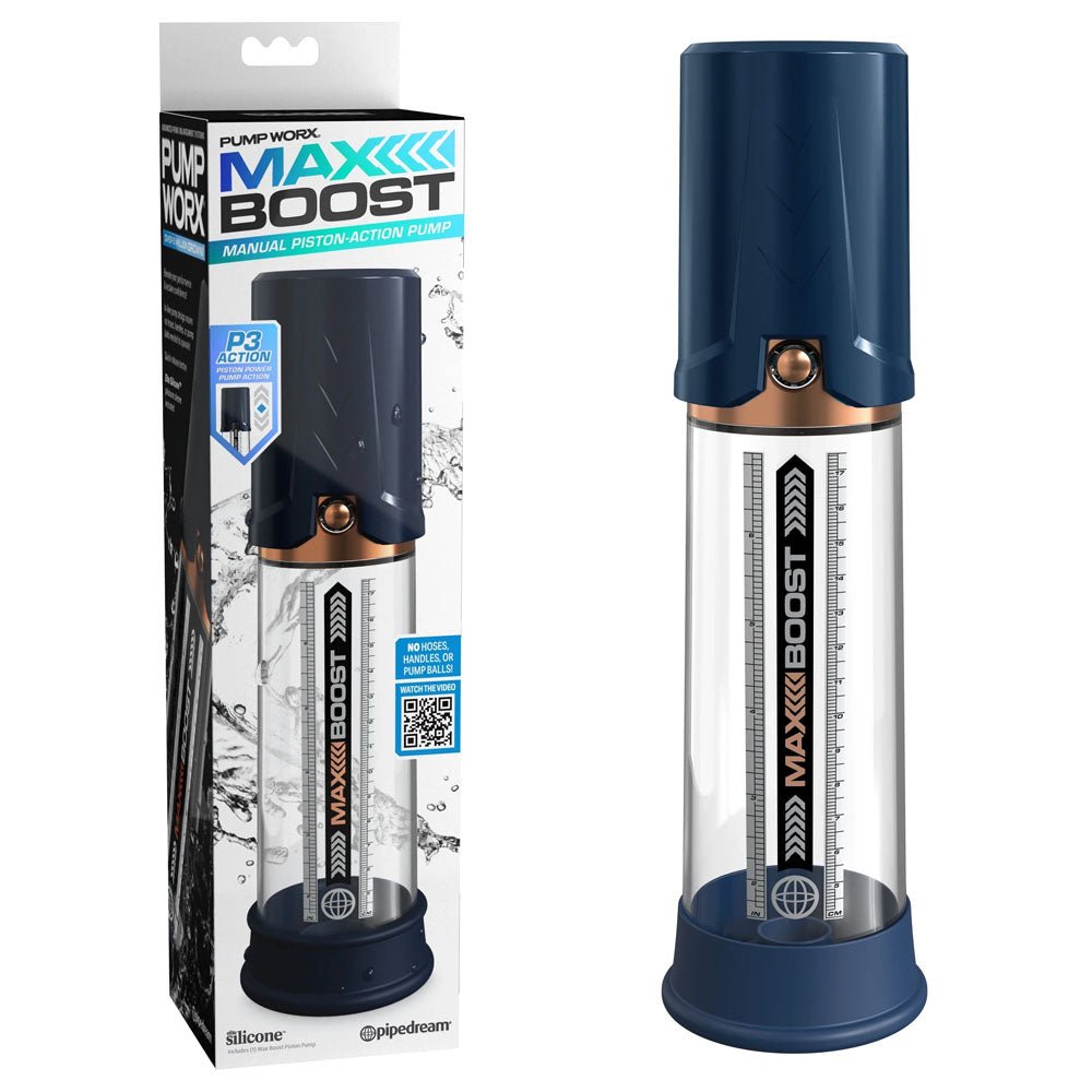 Pump Worx Max Boost - Blue - Blue Penis Pump - silkandsin