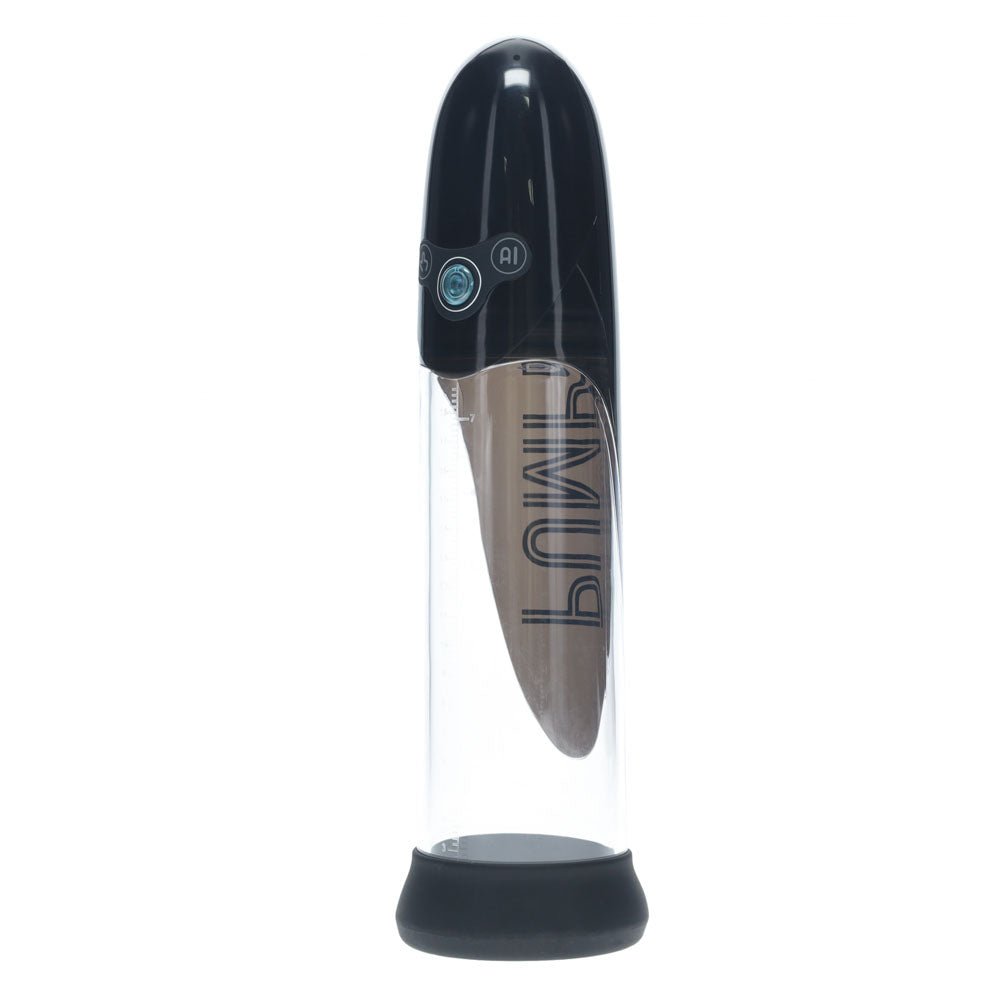 PUMPED Aqua - Pro Auto Pump - Black - Black/Clear USB Rechargeable AI - Enabled Submersible Auto Penis Pump - silkandsin