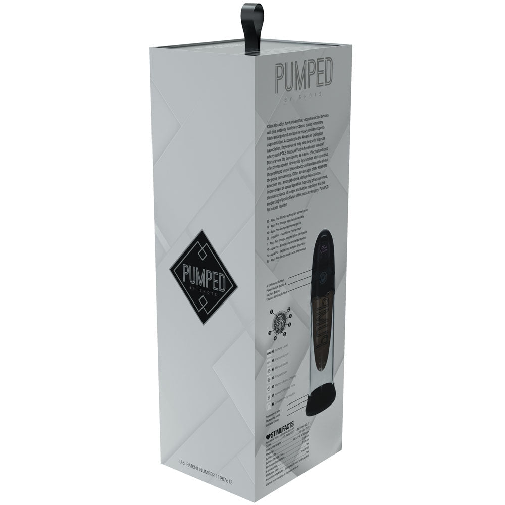 PUMPED Aqua - Pro Auto Pump - Black - Black/Clear USB Rechargeable AI - Enabled Submersible Auto Penis Pump - silkandsin