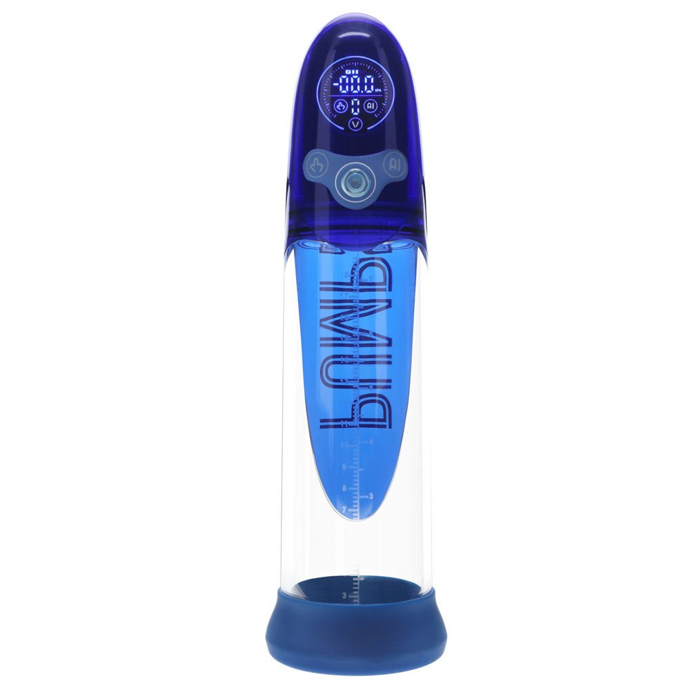 PUMPED Aqua - Pro Auto Pump - Blue - Blue/Clear USB Rechargeable AI - Enabled Submersible Auto Penis Pump - silkandsin