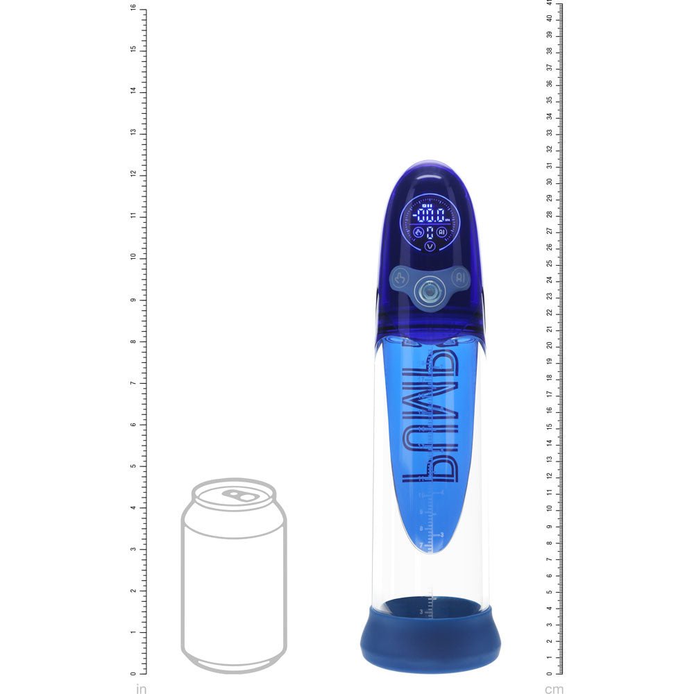 PUMPED Aqua - Pro Auto Pump - Blue - Blue/Clear USB Rechargeable AI - Enabled Submersible Auto Penis Pump - silkandsin