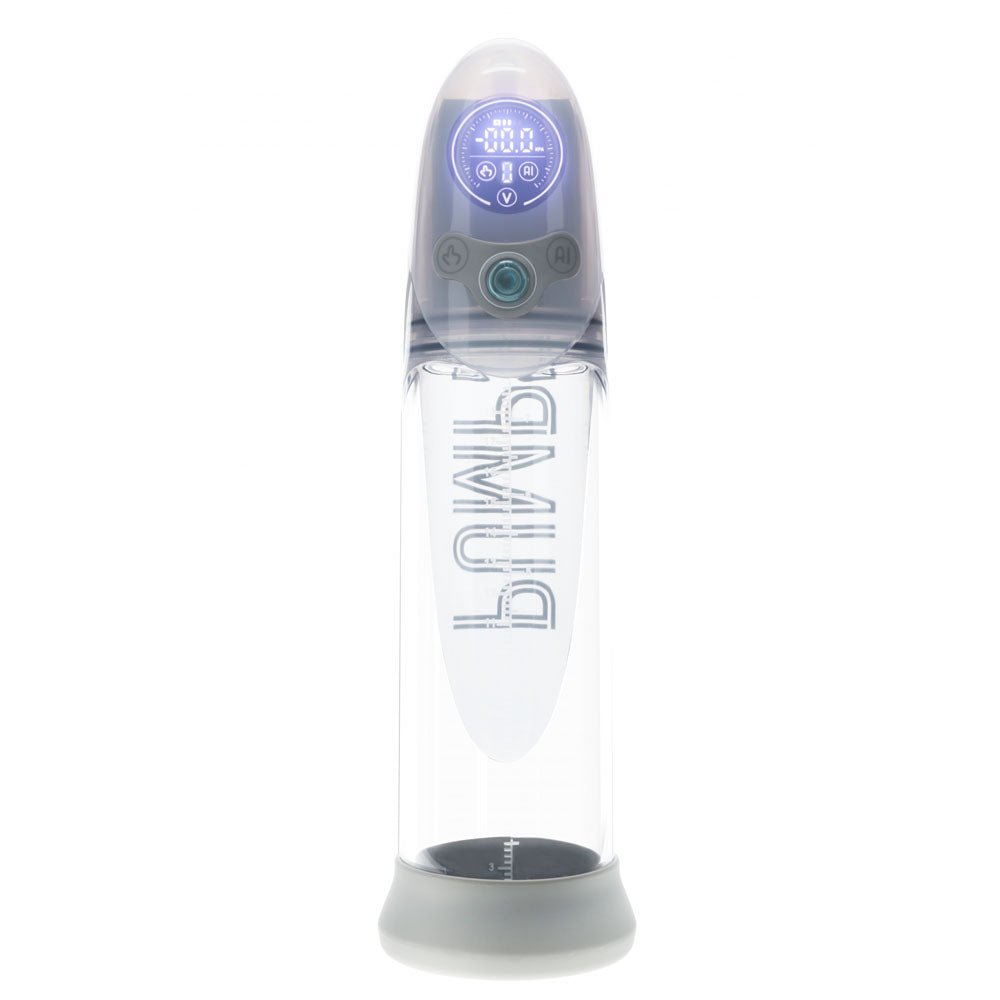 PUMPED Aqua - Pro Auto Pump - Grey - Grey/Clear USB Rechargeable AI - Enabled Submersible Auto Penis Pump - silkandsin