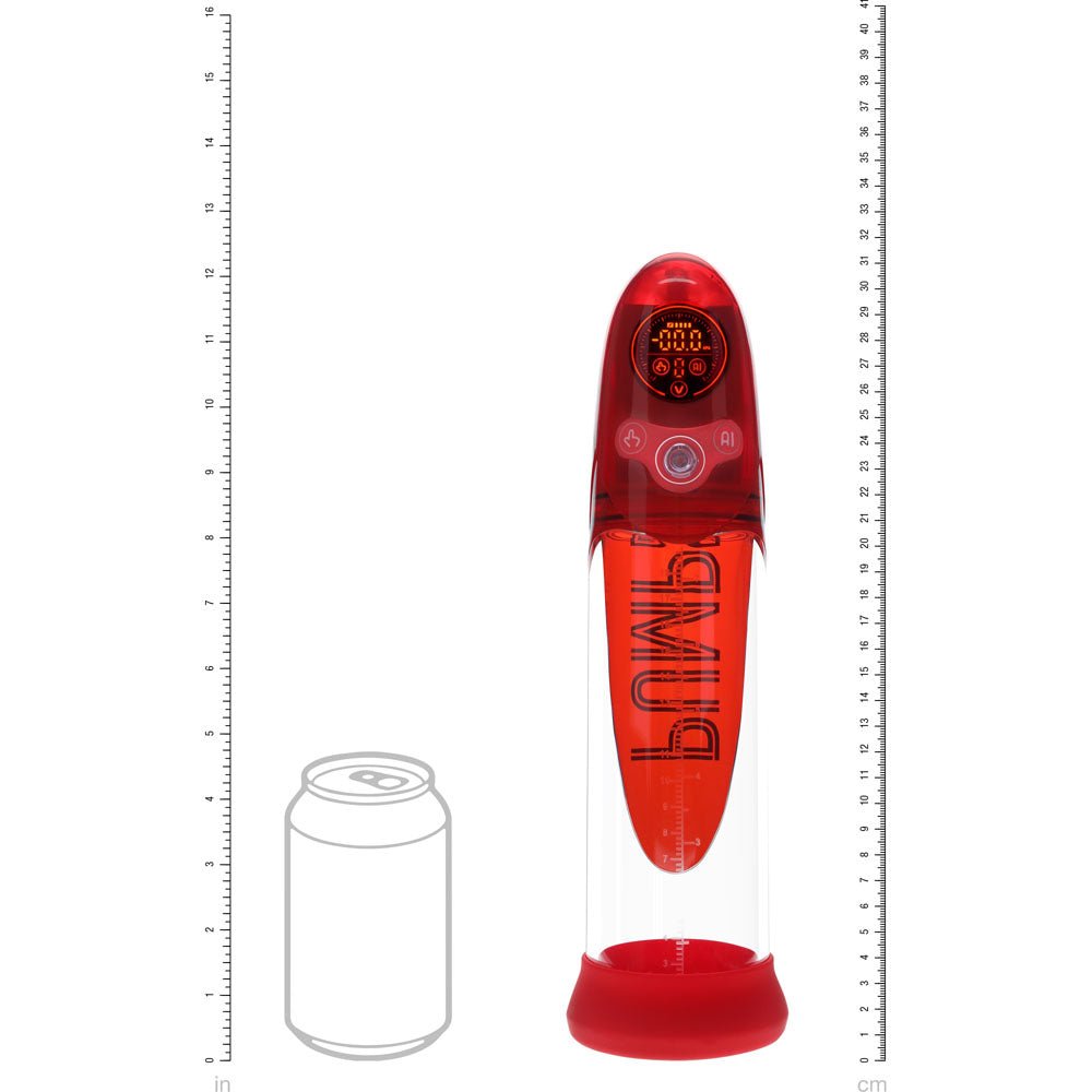 PUMPED Aqua - Pro Auto Pump - Red - Red/Clear USB Rechargeable AI - Enabled Submersible Auto Penis Pump - silkandsin