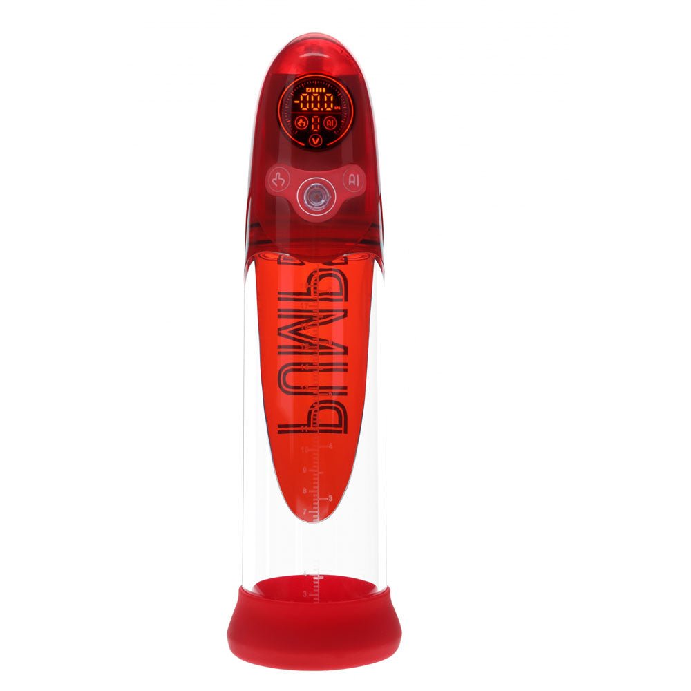 PUMPED Aqua - Pro Auto Pump - Red - Red/Clear USB Rechargeable AI - Enabled Submersible Auto Penis Pump - silkandsin