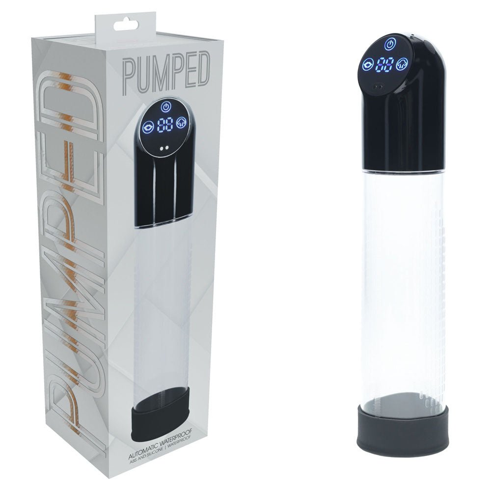 PUMPED Automatic Waterproof Pump - Black - Black/Clear USB Rechargeable Automatic Penis Pump - silkandsin