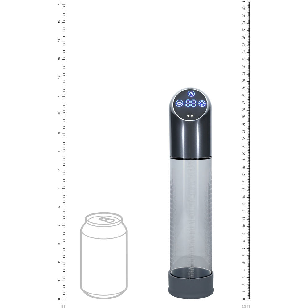 PUMPED Automatic Waterproof Pump - Gun Metal - Gunmetal/Clear USB Rechargeable Automatic Penis Pump - silkandsin