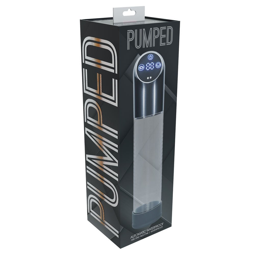 PUMPED Automatic Waterproof Pump - Gun Metal - Gunmetal/Clear USB Rechargeable Automatic Penis Pump - silkandsin