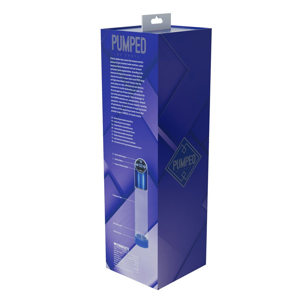 PUMPED Automatic Waterproof Pump - Metal Blue - Blue/Clear USB Rechargeable Automatic Penis Pump - silkandsin