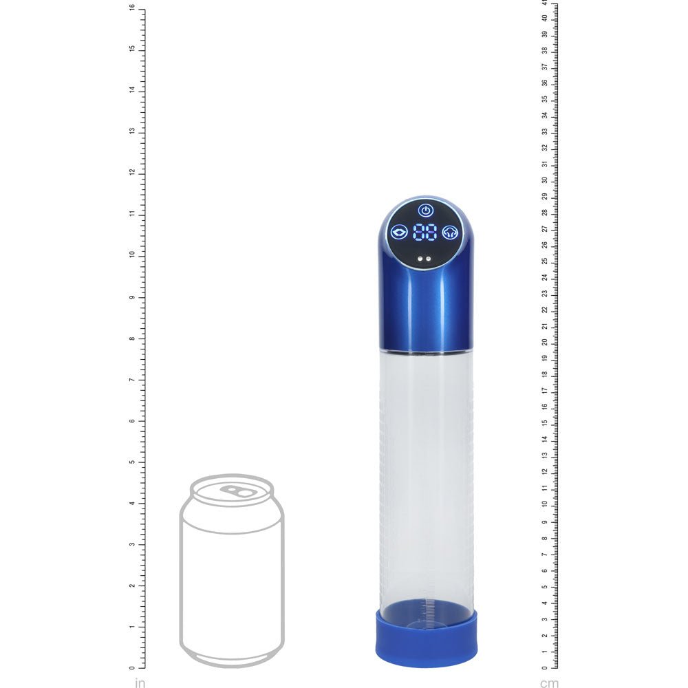 PUMPED Automatic Waterproof Pump - Metal Blue - Blue/Clear USB Rechargeable Automatic Penis Pump - silkandsin
