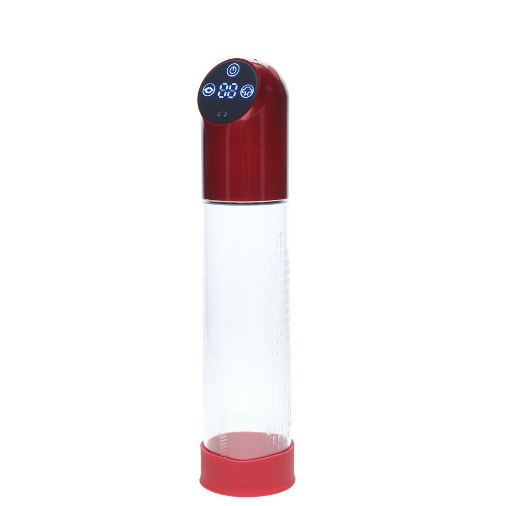 PUMPED Automatic Waterproof Pump - Metal Red - Red/Clear USB Rechargeable Automatic Penis Pump - silkandsin