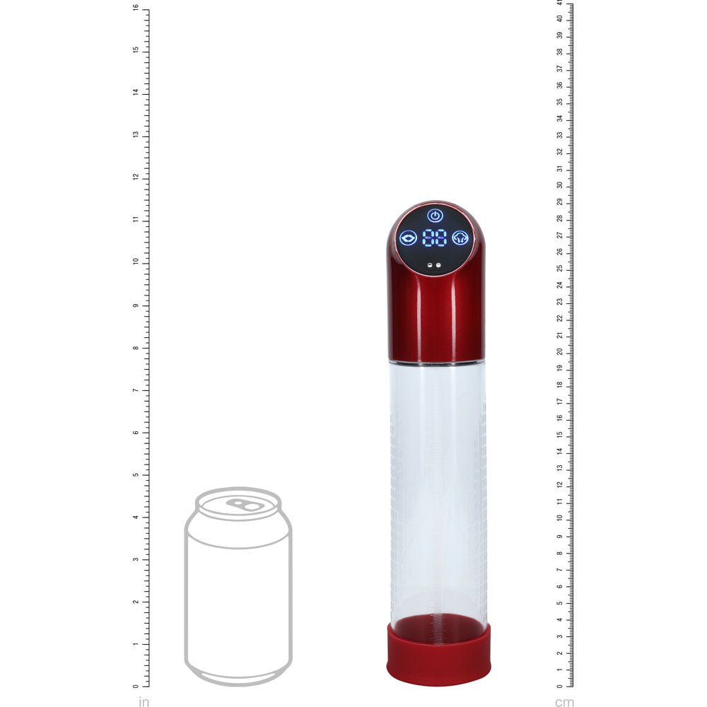 PUMPED Automatic Waterproof Pump - Metal Red - Red/Clear USB Rechargeable Automatic Penis Pump - silkandsin