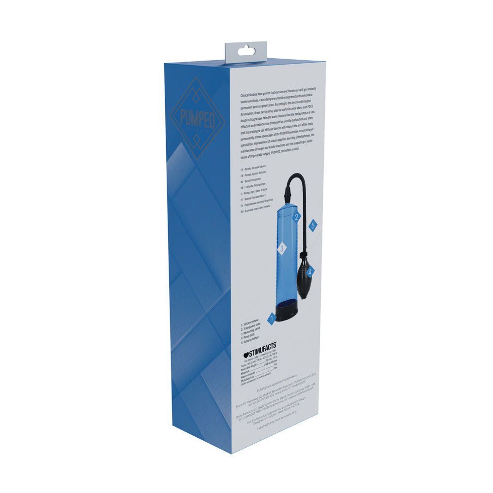 PUMPED Basic Pump 1 - Blue - Blue Penis Pump - silkandsin