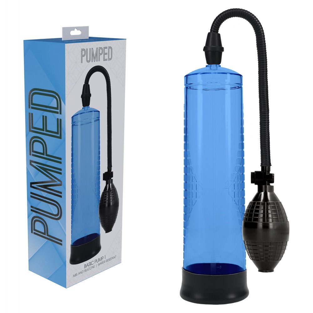 PUMPED Basic Pump 1 - Blue - Blue Penis Pump - silkandsin